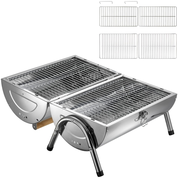 tectake Kolgrill i rostfritt stål Silver