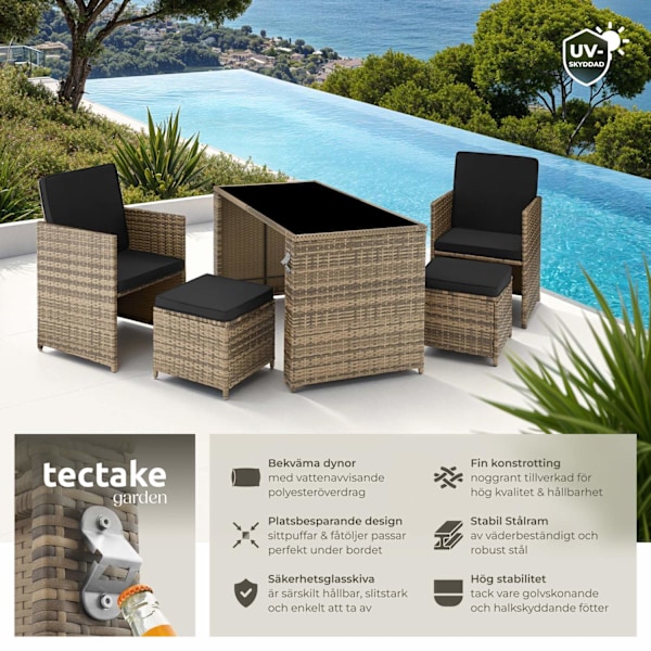 tectake Loungegrupp i konstrotting Palermo Natur
