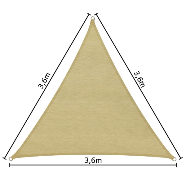 tectake Solsegel i polyeten trekantigt, beige - 360 x 360 x 360 Beige