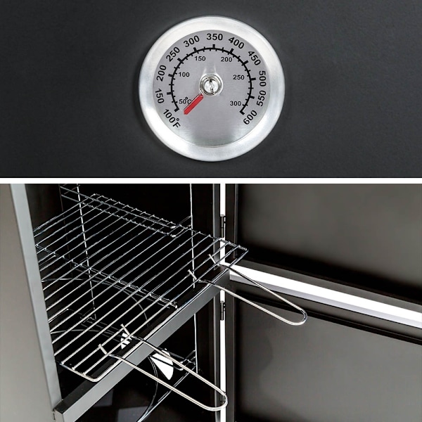 tectake Rökskåp med temperaturangivelse Svart