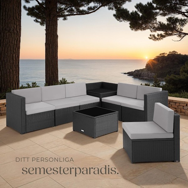 tectake Loungeset Verona i konstrotting Svart