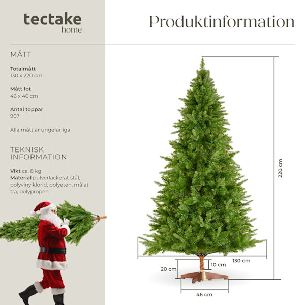 tectake Konstgjord julgran Cupid, formsprutade granbarr - 220 cm Grön