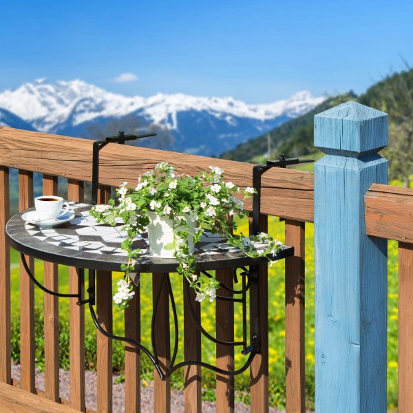 tectake Hängande balkongbord med vikbart mosaikmönster 75x65x62c Vit