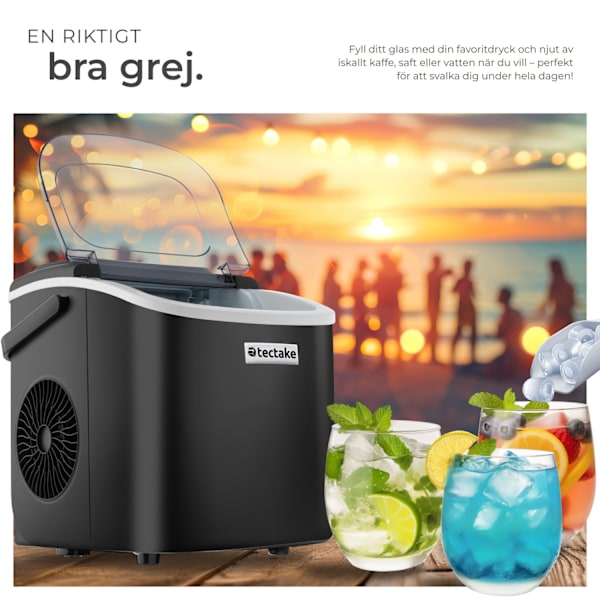 tectake Ismaskin Arctic, 1,2 L, 2 isbitsstorlekar Svart