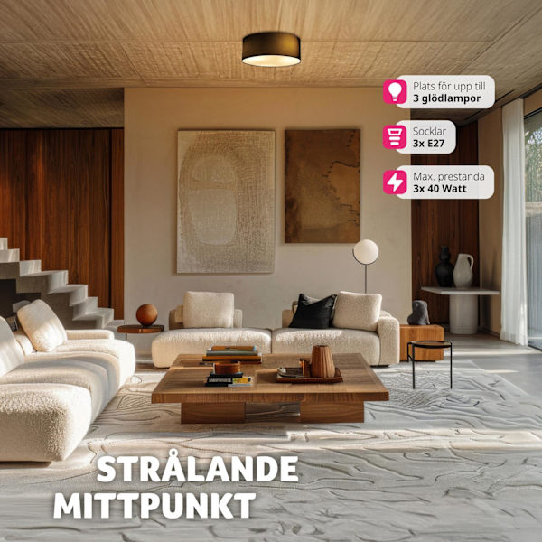 tectake Taklampa Circum, plafond i linne Svart