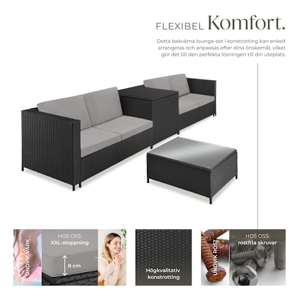 tectake Loungeset Siena i konstrotting grå