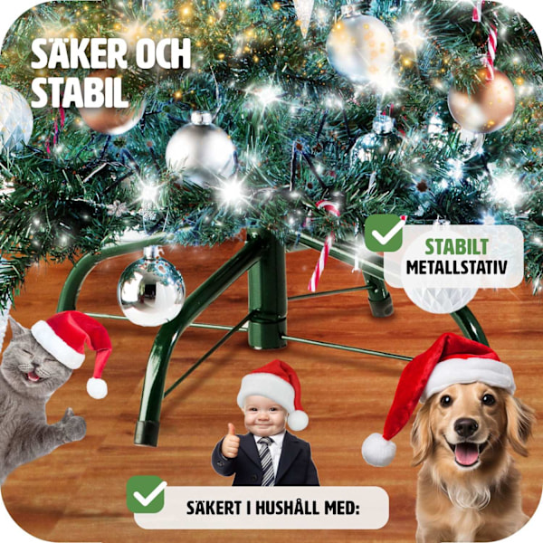 tectake Julgran, konstgjord med metallstativ, - 180 cm Grön