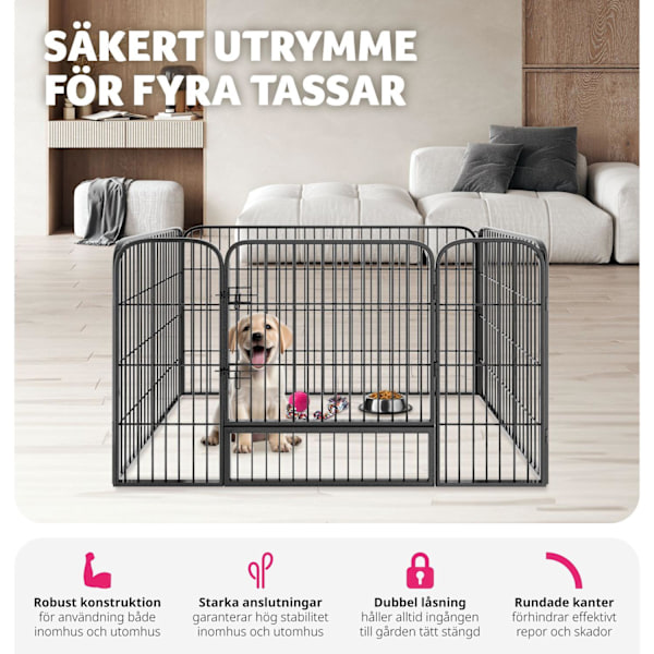 tectake Hundgård 4 hörn grå