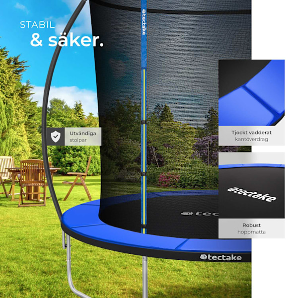 tectake Studsmatta Jumpy med skyddsnät - 244 cm Blå