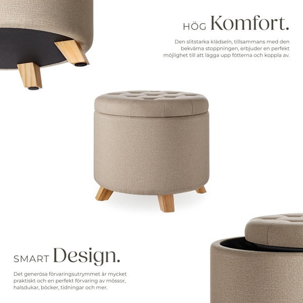 tectake Sittpuff med förvaringsutrymme Suna Sand