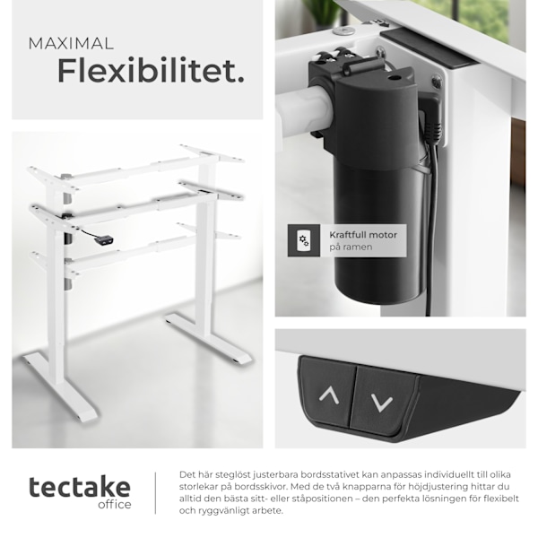 tectake Höj- och sänkbart skrivbordsstativ Yannick Vit