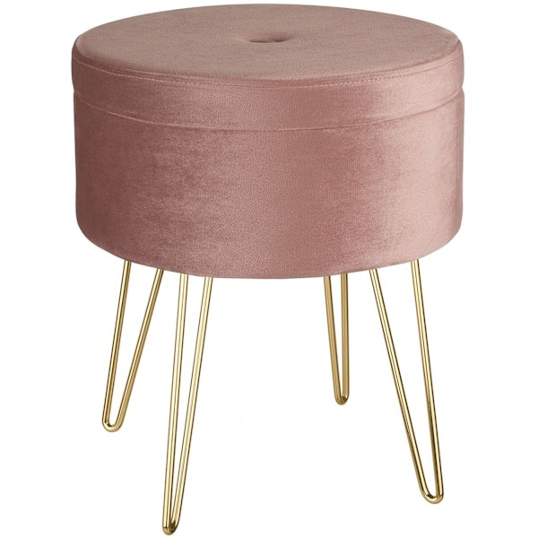 tectake Sittpuff med förvaringsutrymme Ava Ljusrosa