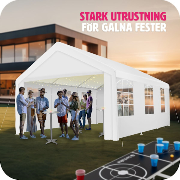 tectake Partytält 6x4m med 4 sidoväggar Vit