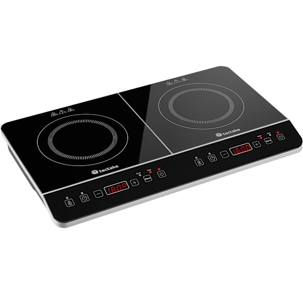tectake Induktionshäll dubbel 3400 W Svart