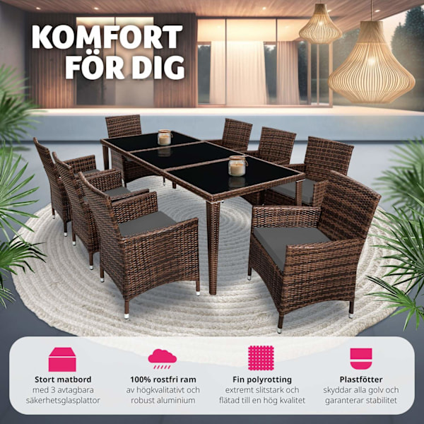 tectake Matgrupp Menorca i konstrotting Brun