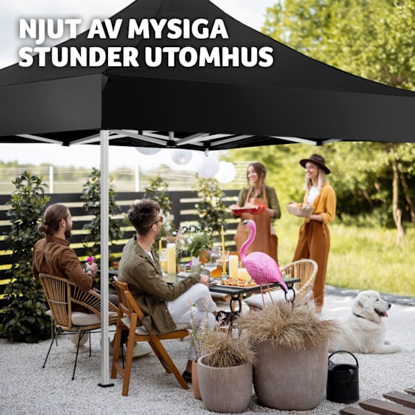 tectake Paviljong Olivia 3x3m med 4 väggar Svart