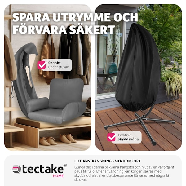 tectake Hängstol Anika med stativ och dyna, 160 kg Grafitgrå