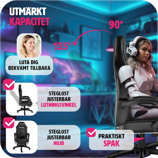tectake Gamingstol Comodo Svart