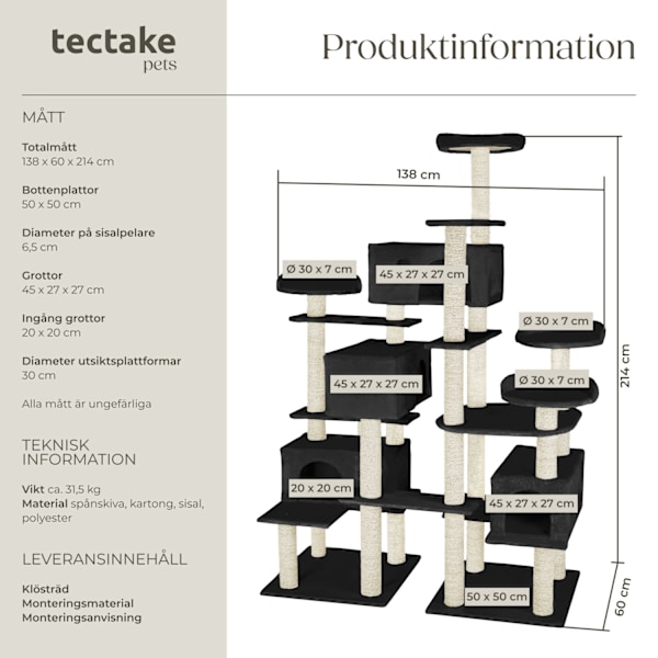 tectake Klösträd Entissar Svart