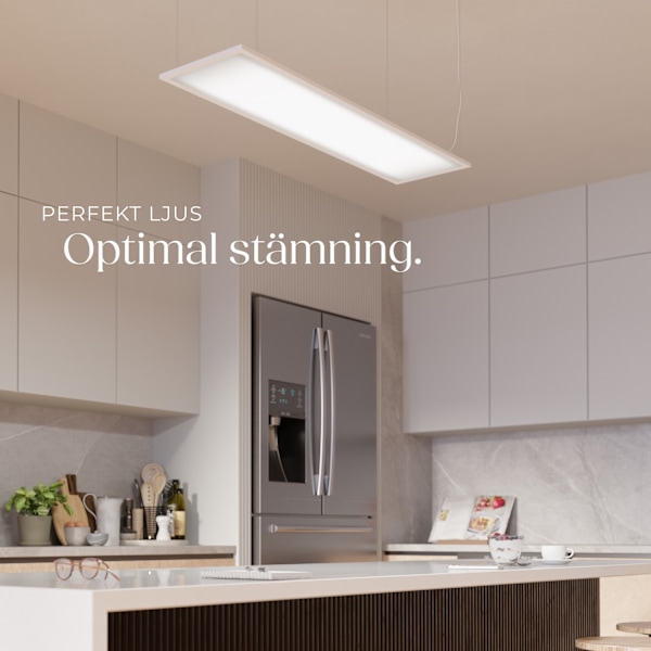 tectake LED-panel Lucerna, ultratunn, varmvit, strömsnål - 119,5 x 29,5 cm Vit