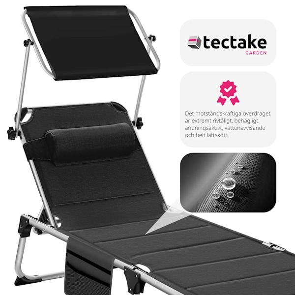 tectake Solstol Lorella, vadderad, hopfällbar Svart