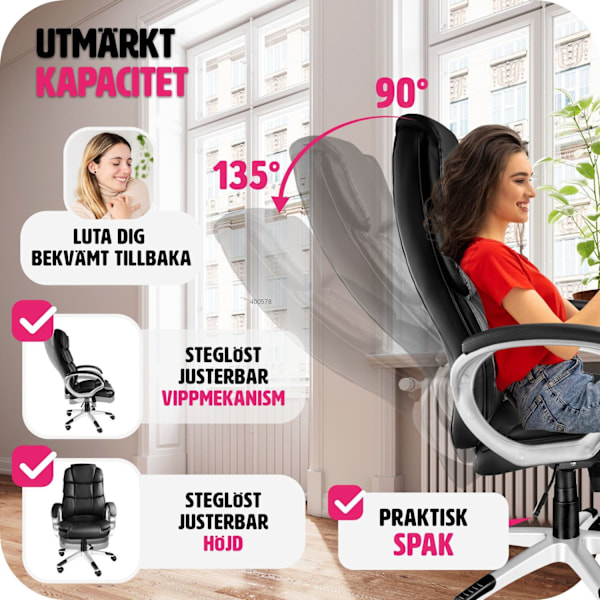 tectake Skrivbordsstol Jonas Svart