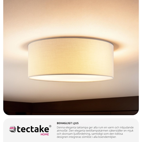tectake Taklampa Circum, plafond i linne Vit