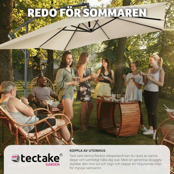 tectake Solparasoll Apollon med vevmekanism 2,5 x 2,5 m Beige