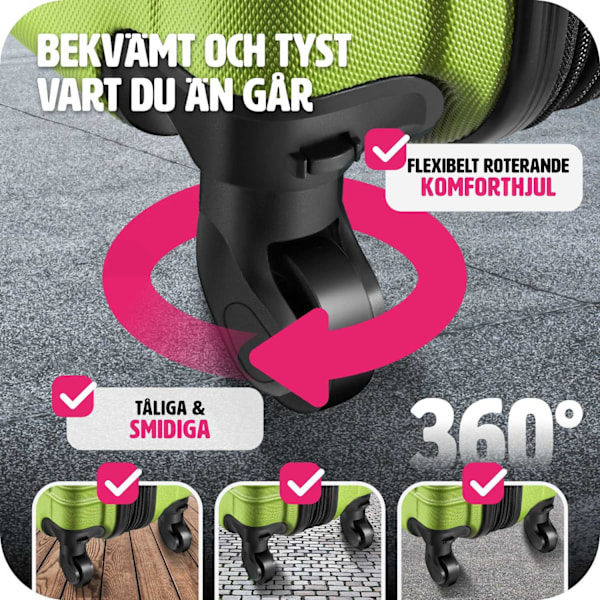 tectake Resväskeset 4 stycken med hårt skal Grön