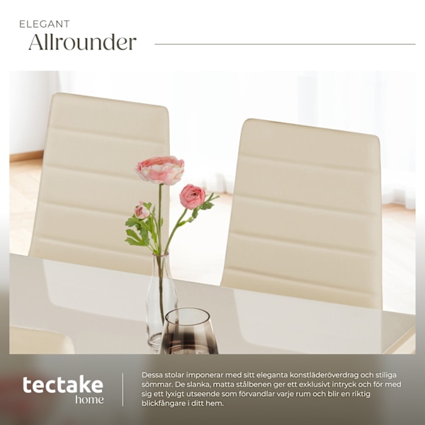 tectake Matstolar konstläder -  Uppsättning om 4 Beige