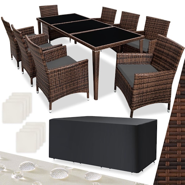 tectake Matgrupp Menorca i konstrotting Brun