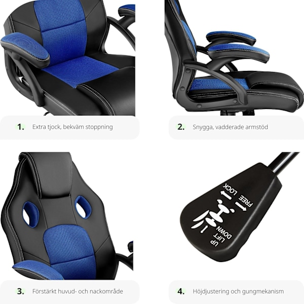 tectake Gamingstol Mike Blå