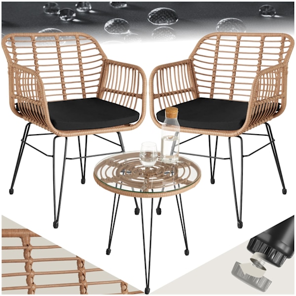 tectake Caféset i konstrotting Molfetta 2+1 Natur