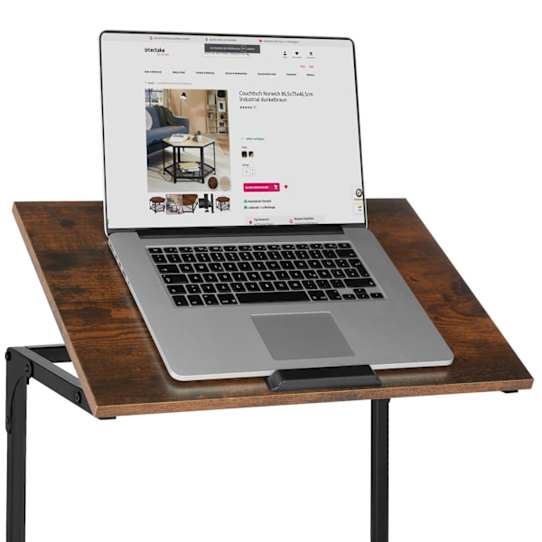 tectake Sidobord med tippbar skiva Ruston 55x35x66,5cm Mörkbrun