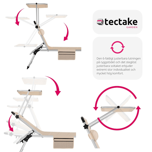 tectake Solstol Lorella, vadderad, hopfällbar Beige