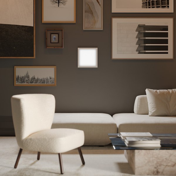 tectake LED-panel Lucerna, ultratunn, varmvit, strömsnål - 29,5 x 29,5 cm Vit