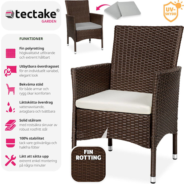 tectake 2 trädgårdsstolar i rotting Royan Beige