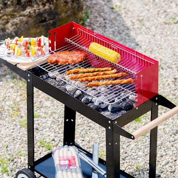 tectake Kolgrill med två hjul Röd