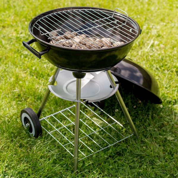 tectake Klotgrill 41,5 cm diameter, galvaniserad med hjul Svart