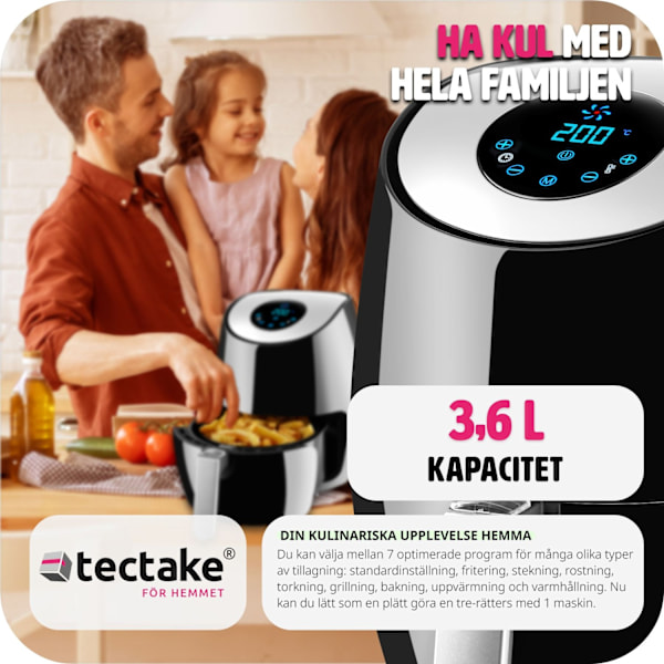 tectake Airfryer Mitch 3,6 L Svart