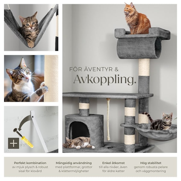 tectake Katt klösträd, klösmöbel Sabrina grå