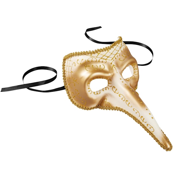 tectake Venetiansk mask med lång näsa och utsmyckningar Guld