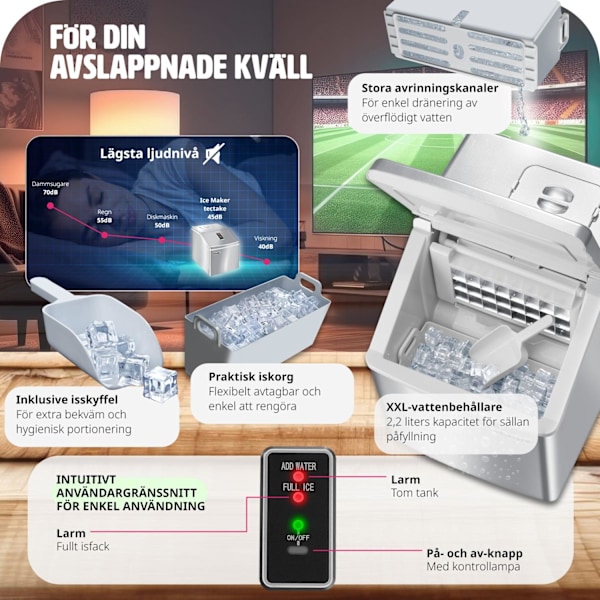 tectake Ismaskin för klara iskuber Silver