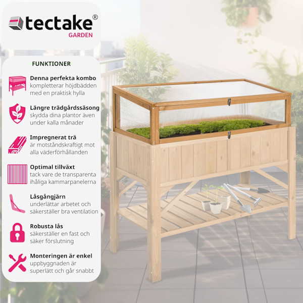 tectake Drivhus-överdel till planteringslåda Brun