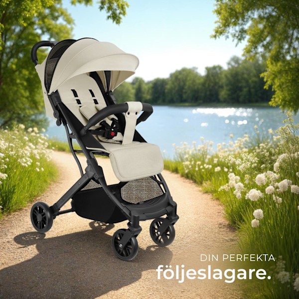 tectake Hopfällbar barnvagn Finn med 5-punktsbälte Beige