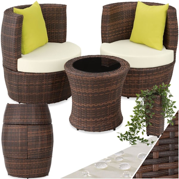 tectake Loungeset i konstrotting Nice 2+1+1 Brun