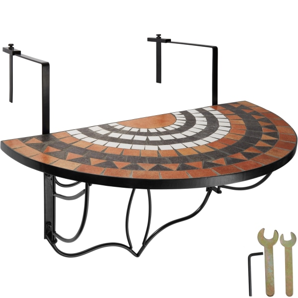 tectake Hängande balkongbord med vikbart mosaikmönster 75x65x62c Orange