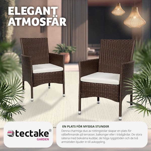 tectake 2 trädgårdsstolar i rotting Royan Beige