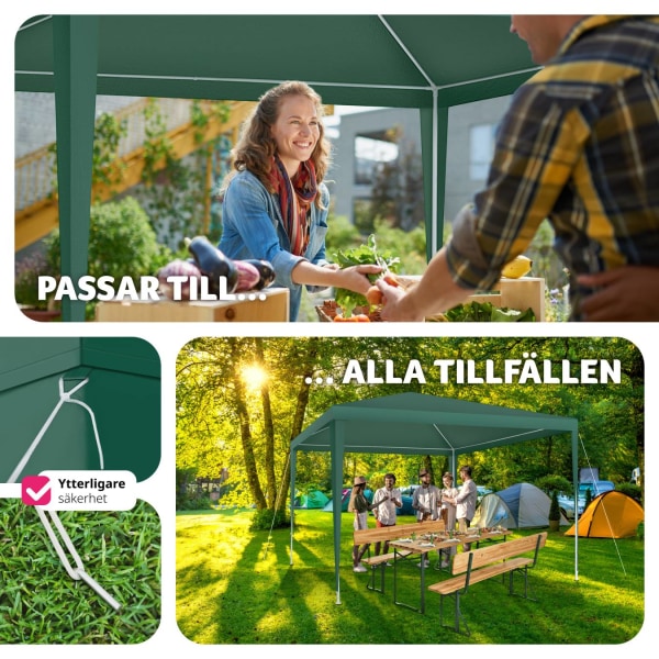 tectake Paviljong Kara 3x3 m Grön