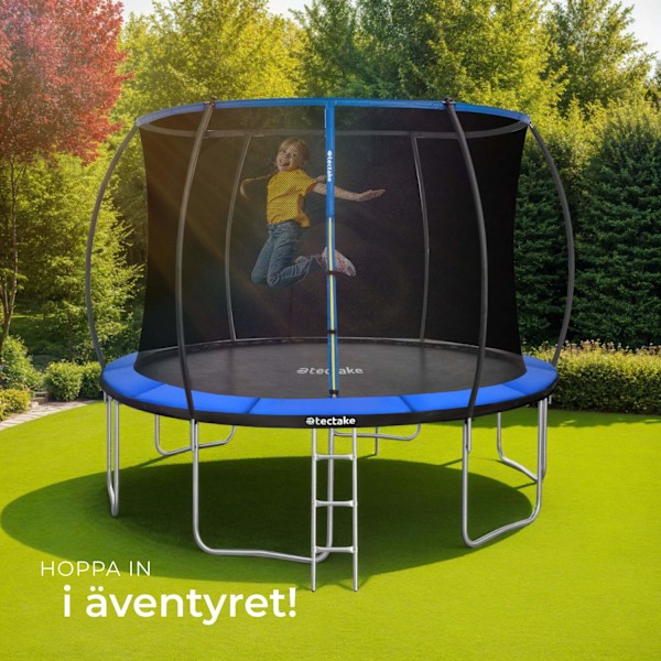 tectake Studsmatta Jumpy med skyddsnät - 366 cm Blå